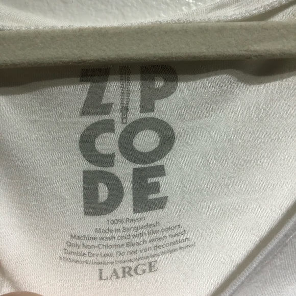 Zip Code Rolling Stones Short Sleeve White Shirt Rhinestones Tie Size L - Picture 3 of 6